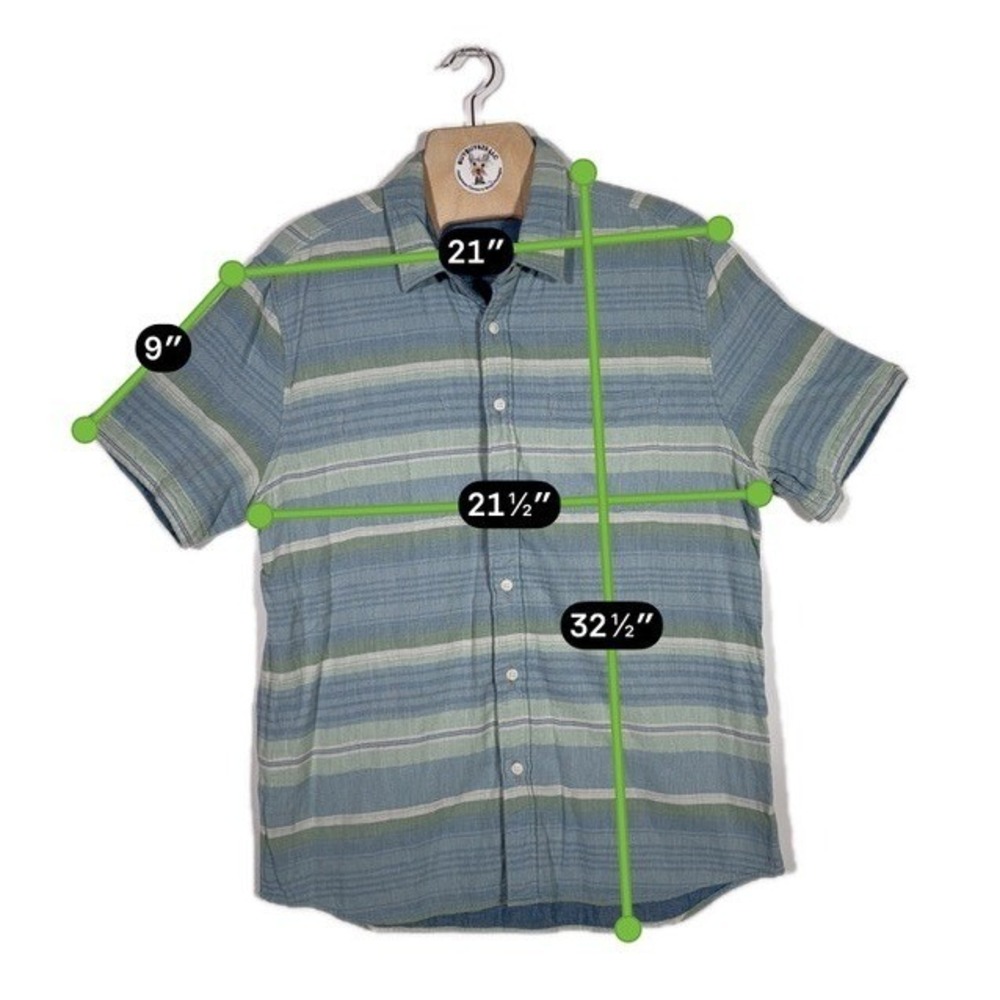 Faherty Reversible Short Sleeve Button Shirt Blue… - image 4